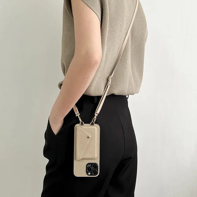 Adjustable Phone Case with Shoulder Strap and Card Pocket