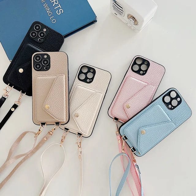 Adjustable Phone Case with Shoulder Strap and Card Pocket