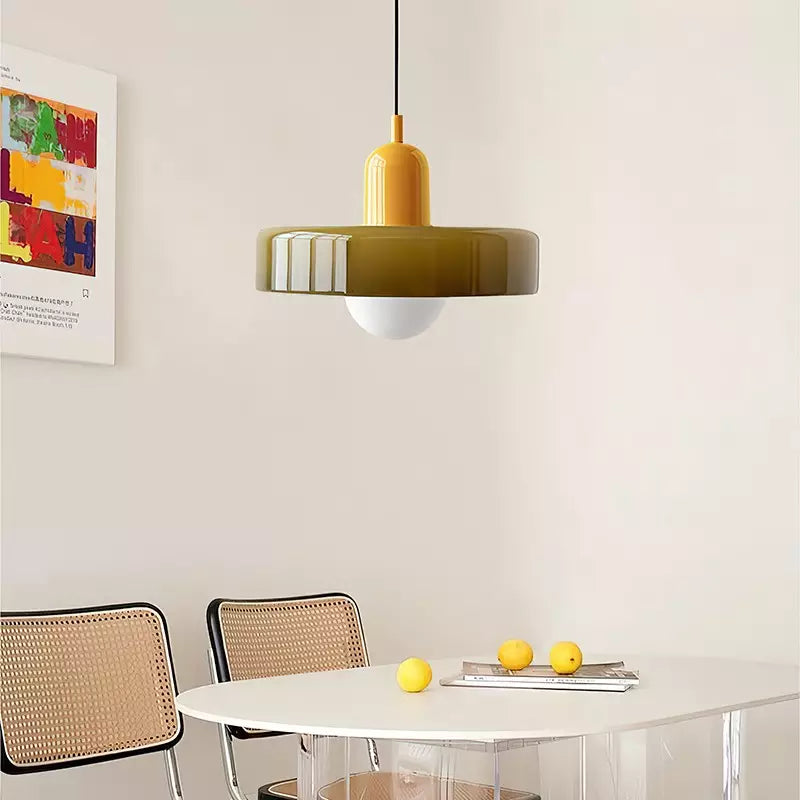 Colored Glass Pendant Lamp with Modern Stained Glass Design