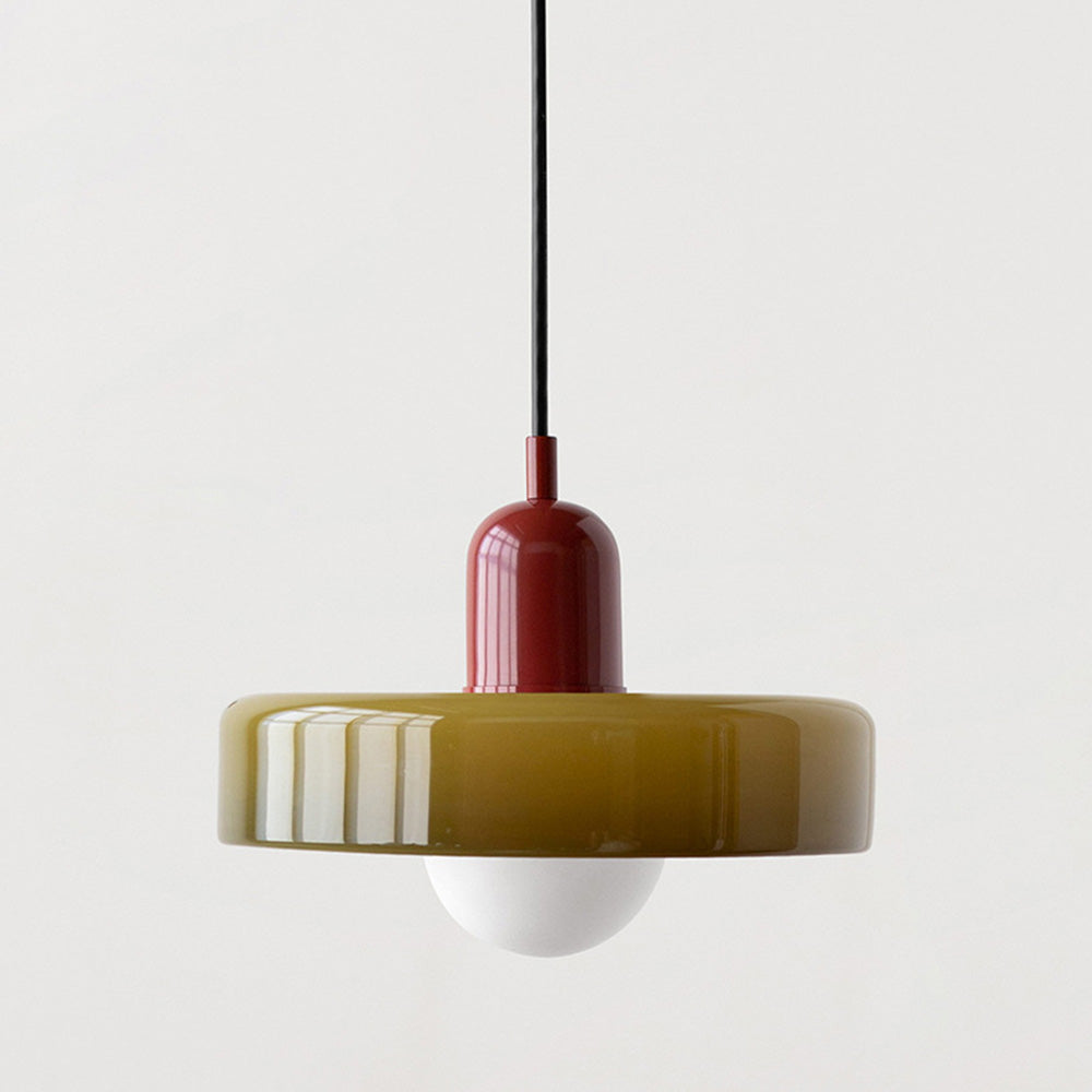 Colored Glass Pendant Lamp with Modern Stained Glass Design