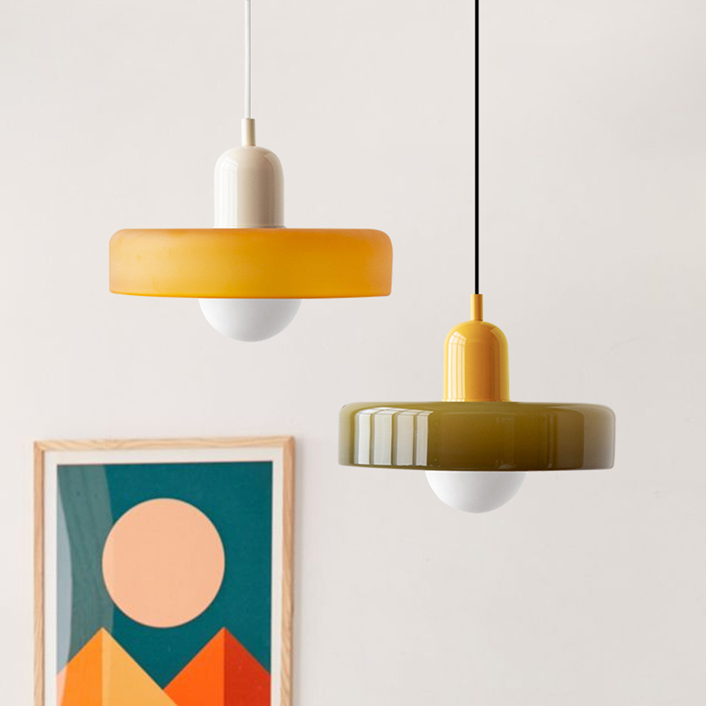 Colored Glass Pendant Lamp with Modern Stained Glass Design