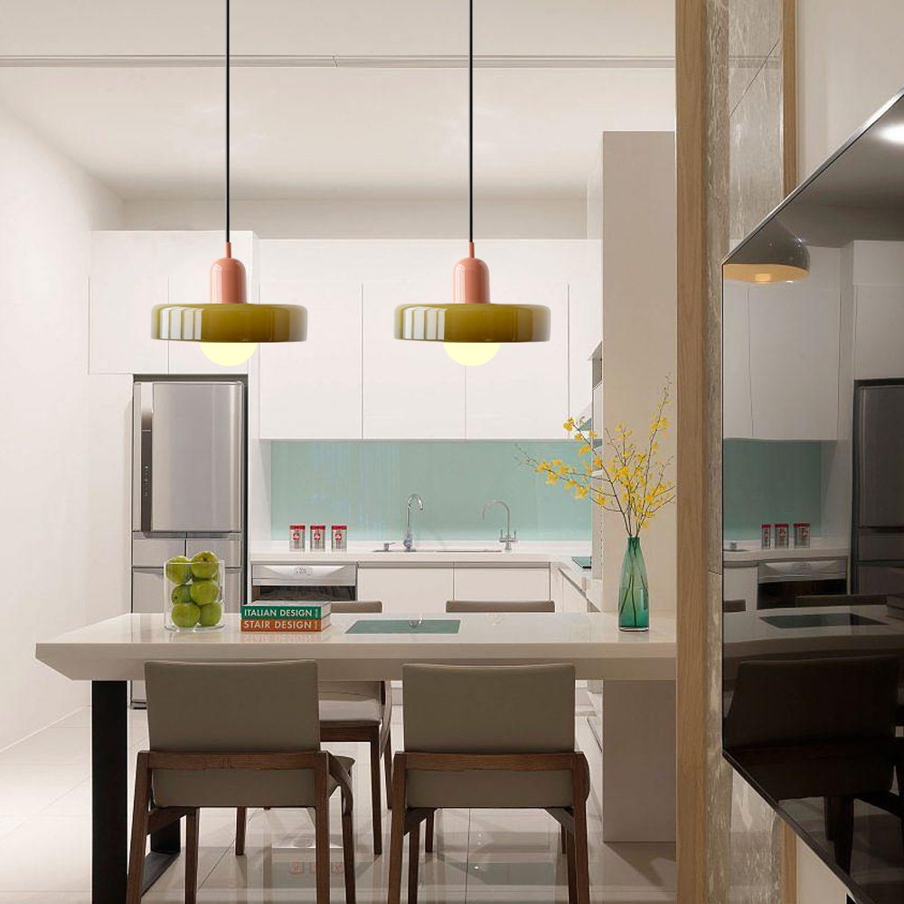Colored Glass Pendant Lamp with Modern Stained Glass Design