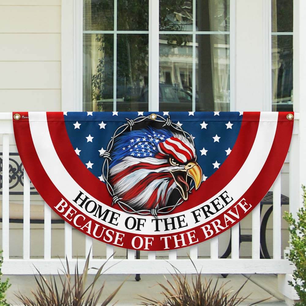 Patriotic Bunting Flag with Eagle Design - Double-Sided Canvas Flag