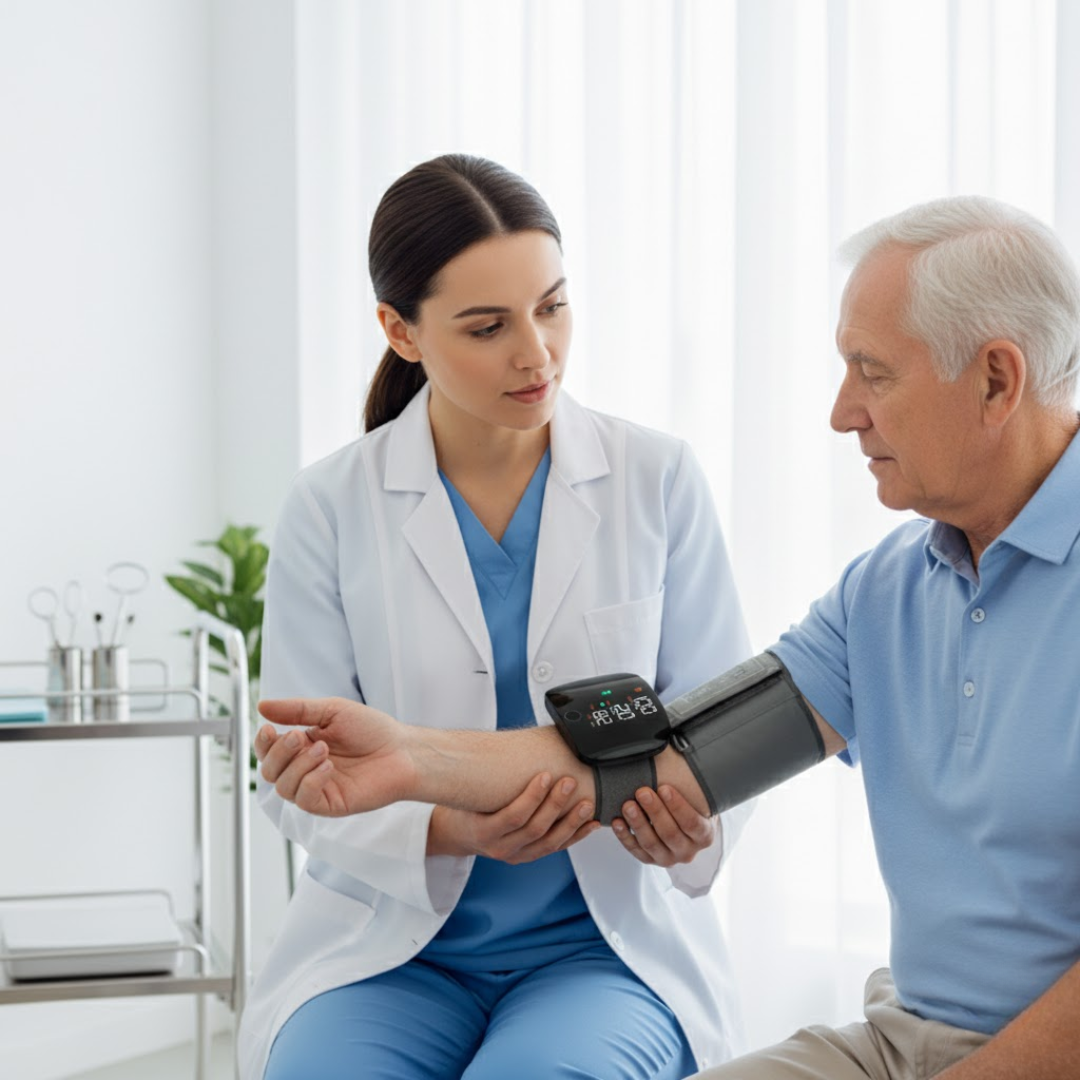 LED Wrist Blood Pressure Monitor with Clear Display and One-Button Operation