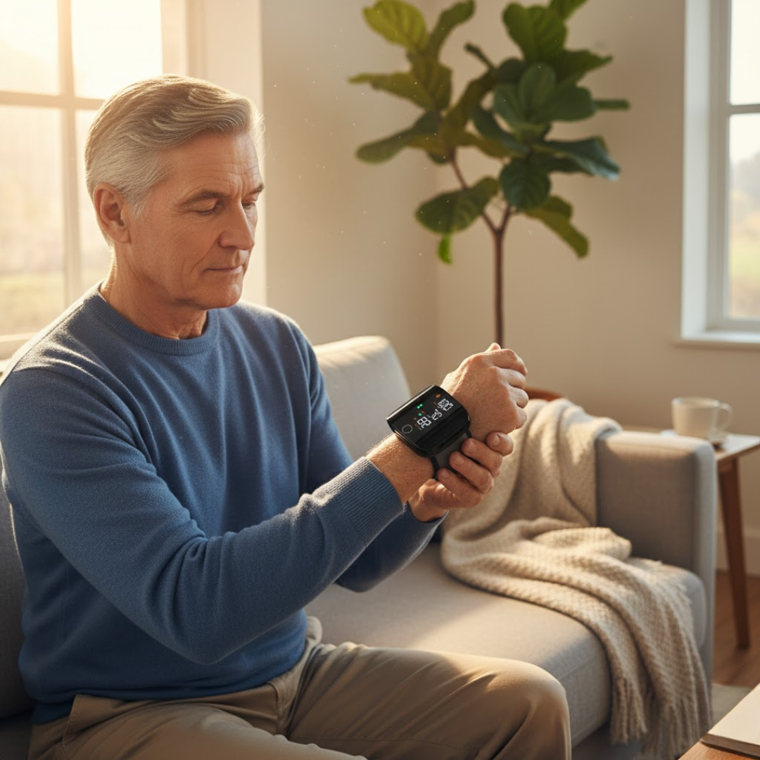LED Wrist Blood Pressure Monitor with Clear Display and One-Button Operation