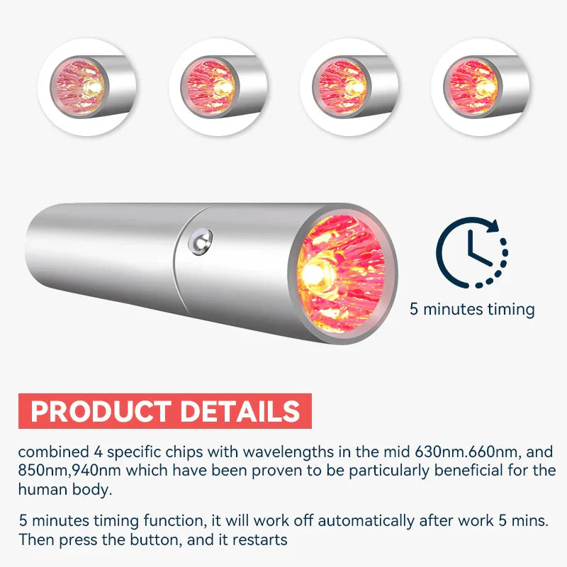 Portable Red Light Therapy Pen for Pain Relief and Skin Renewal