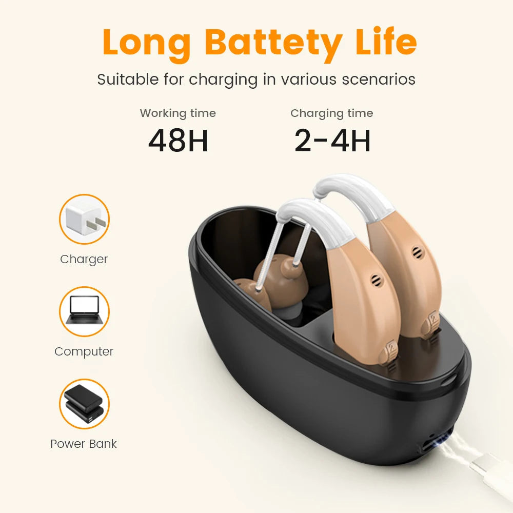 Compact Rechargeable Hearing Aid with Intelligent Noise Reduction