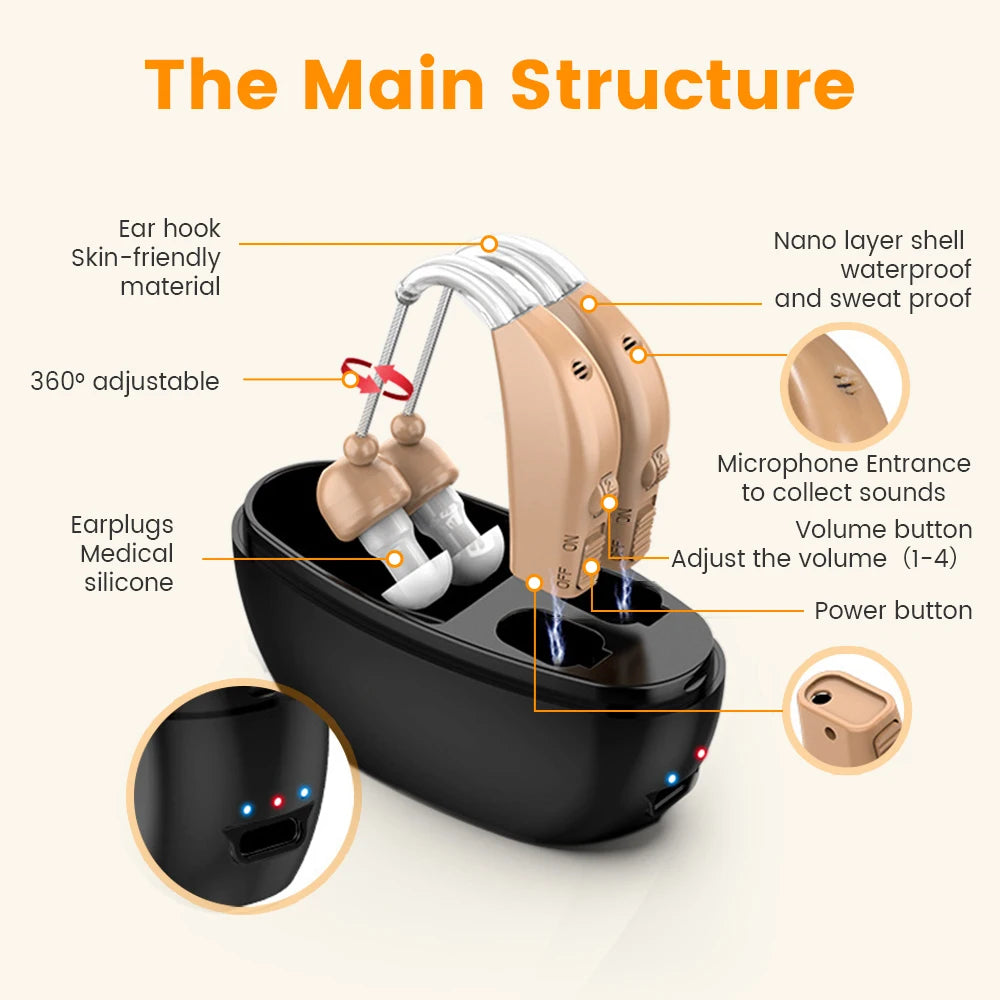 Compact Rechargeable Hearing Aid with Intelligent Noise Reduction
