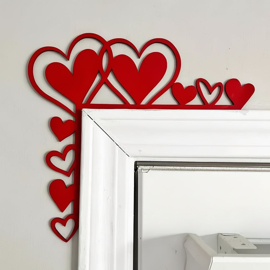 Red Wooden Heart Door Top Decoration - Romantic Love Design