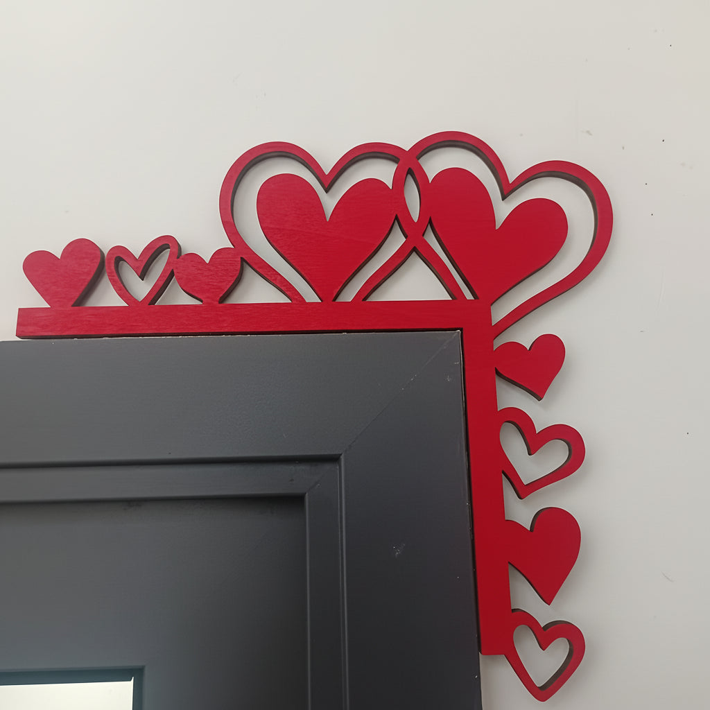 Red Wooden Heart Door Top Decoration - Romantic Love Design