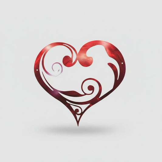 Heart-Shaped Vintage Metal Wall Art with Floral Garland
