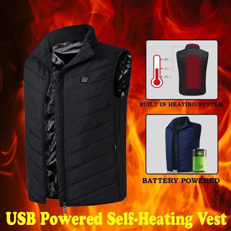 Heated Vest with USB Rechargeable Battery and Overheating Protection