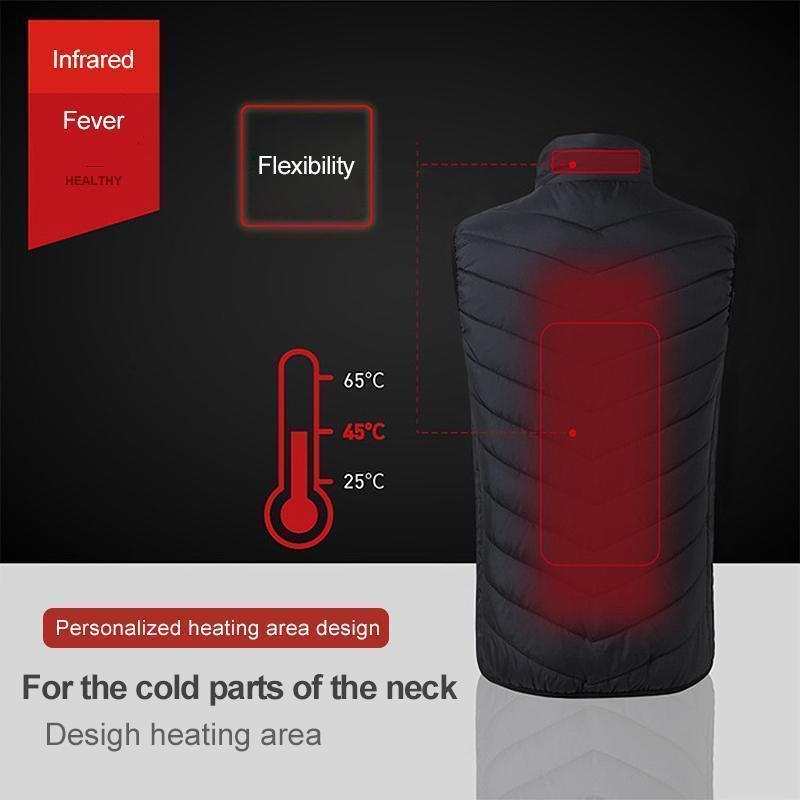 Heated Vest with USB Rechargeable Battery and Overheating Protection