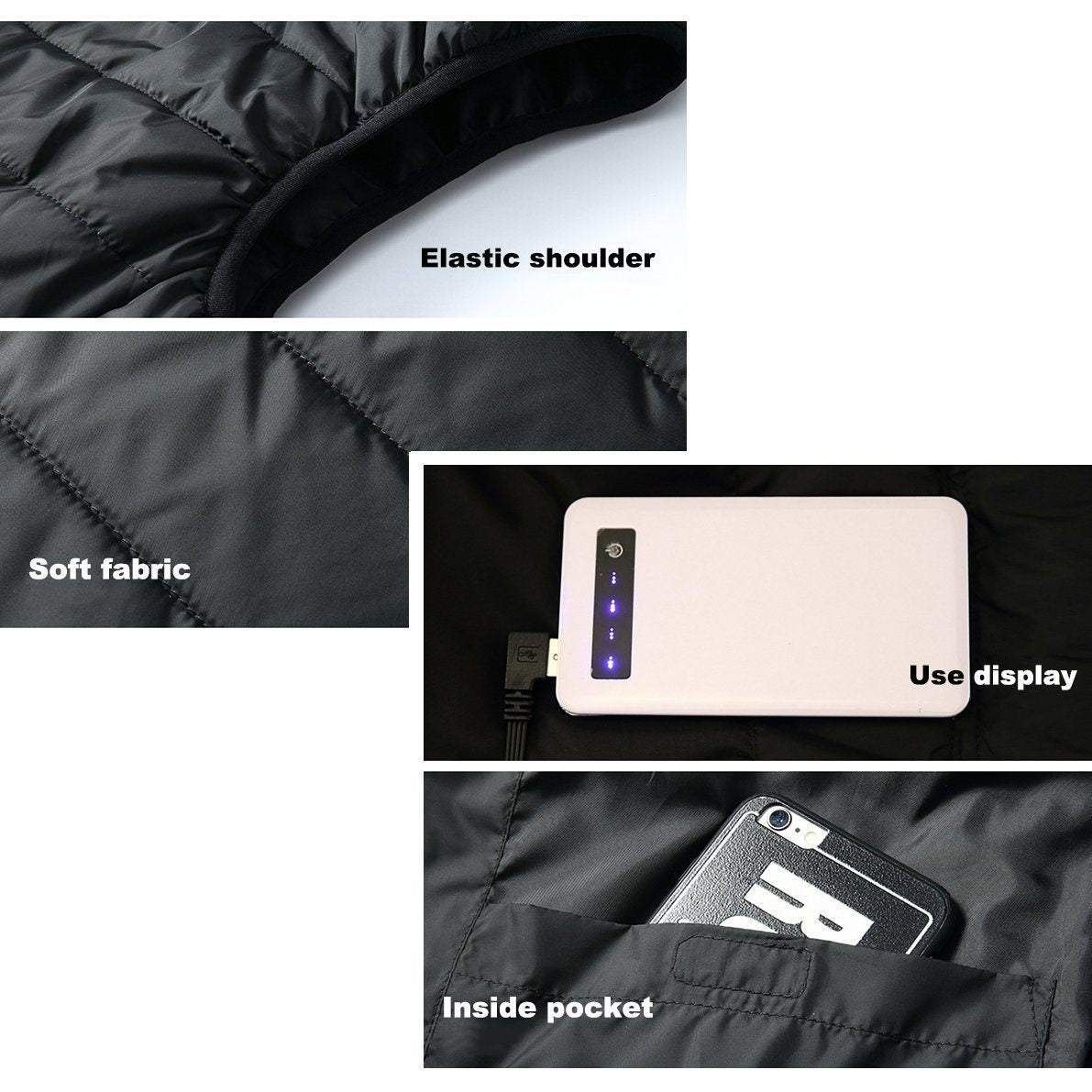 Heated Vest with USB Rechargeable Battery and Overheating Protection