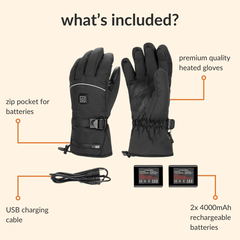 Heated Waterproof Winter Gloves with Touchscreen Functionality