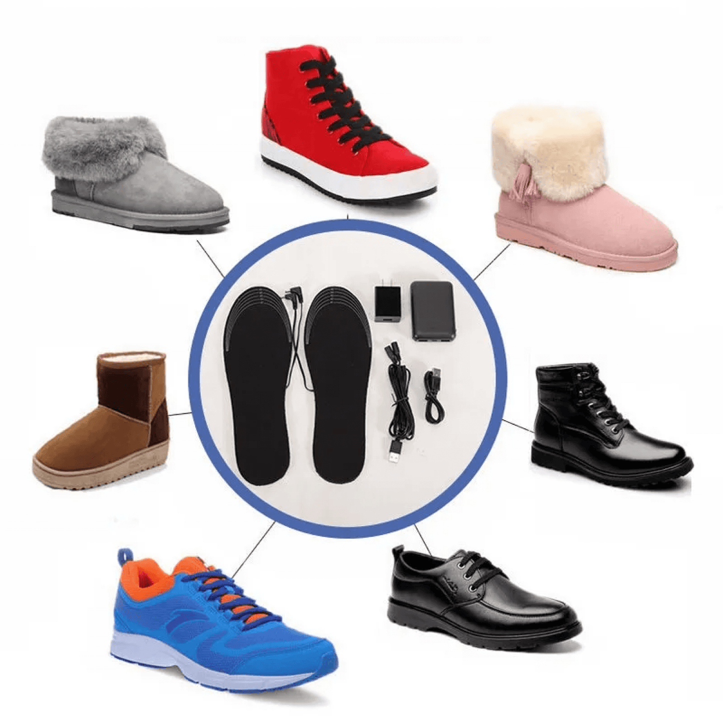 Rechargeable Heated Insoles with Adjustable Temperature Control