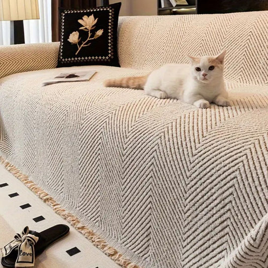 Herringbone Sofa Cover with Water-Resistant Protection