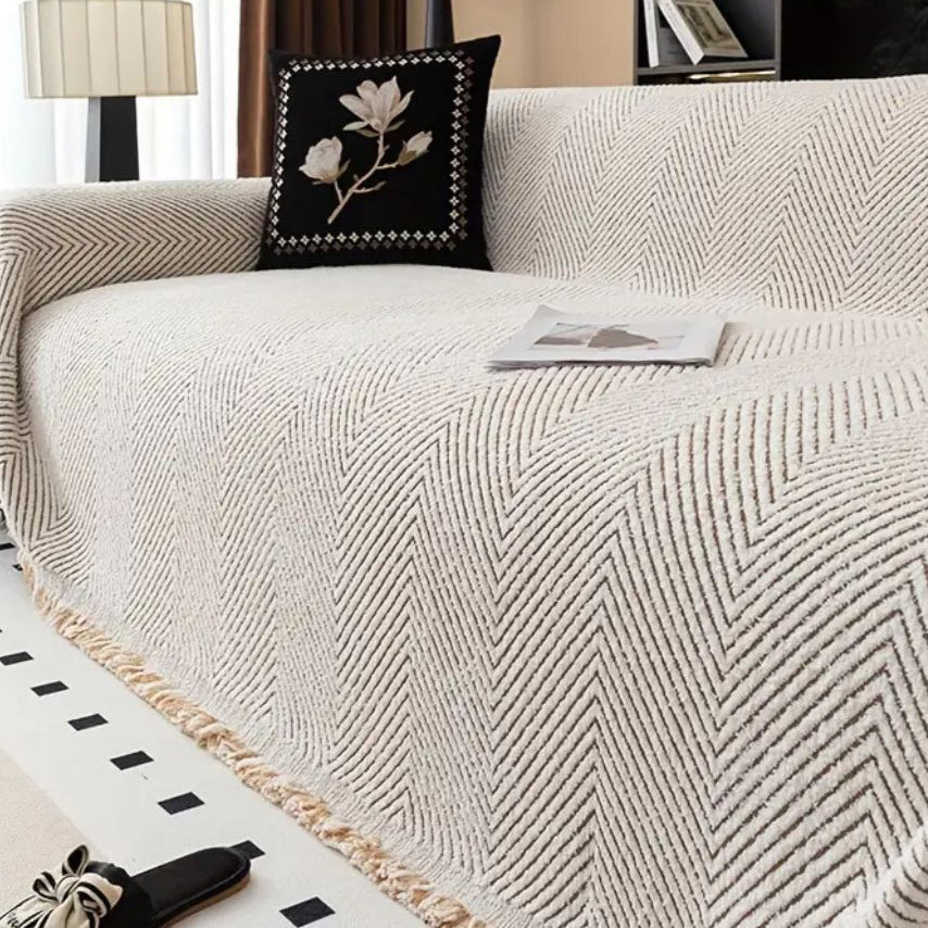 Herringbone Sofa Cover with Water-Resistant Protection