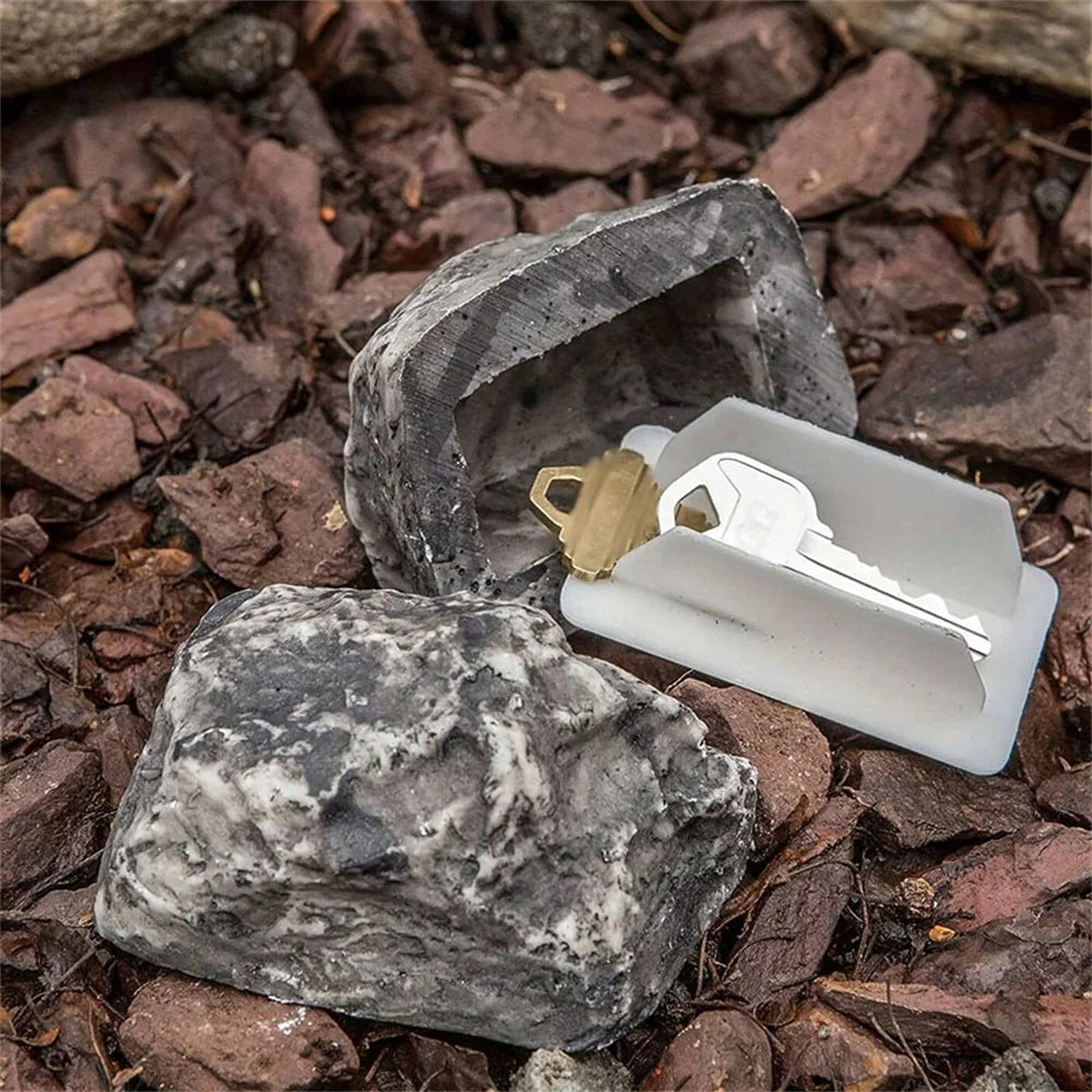 Outdoor Hidden Key Box with Lifelike Stone Design