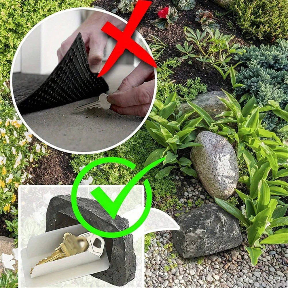 Outdoor Hidden Key Box with Lifelike Stone Design