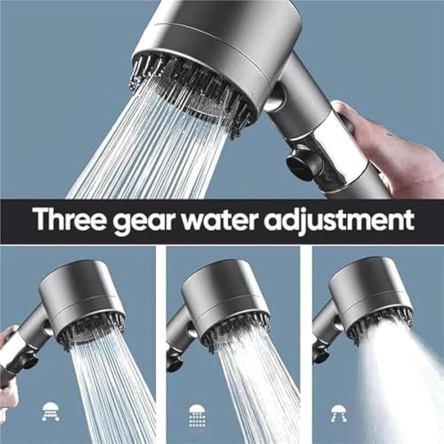 High-Pressure Massage Shower Head with 3 Spray Settings and Filtration