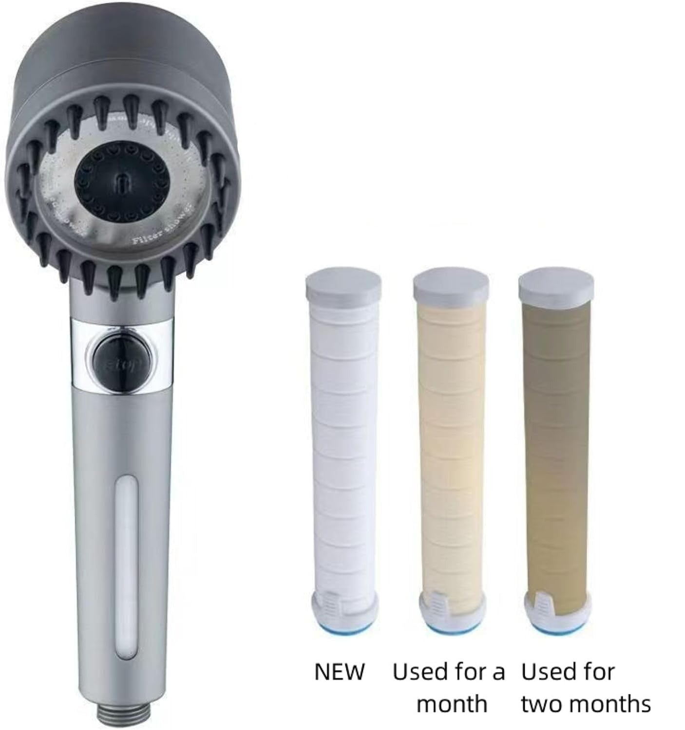 High-Pressure Massage Shower Head with 3 Spray Settings and Filtration