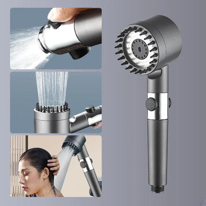 High-Pressure Massage Shower Head with 3 Spray Settings and Filtration