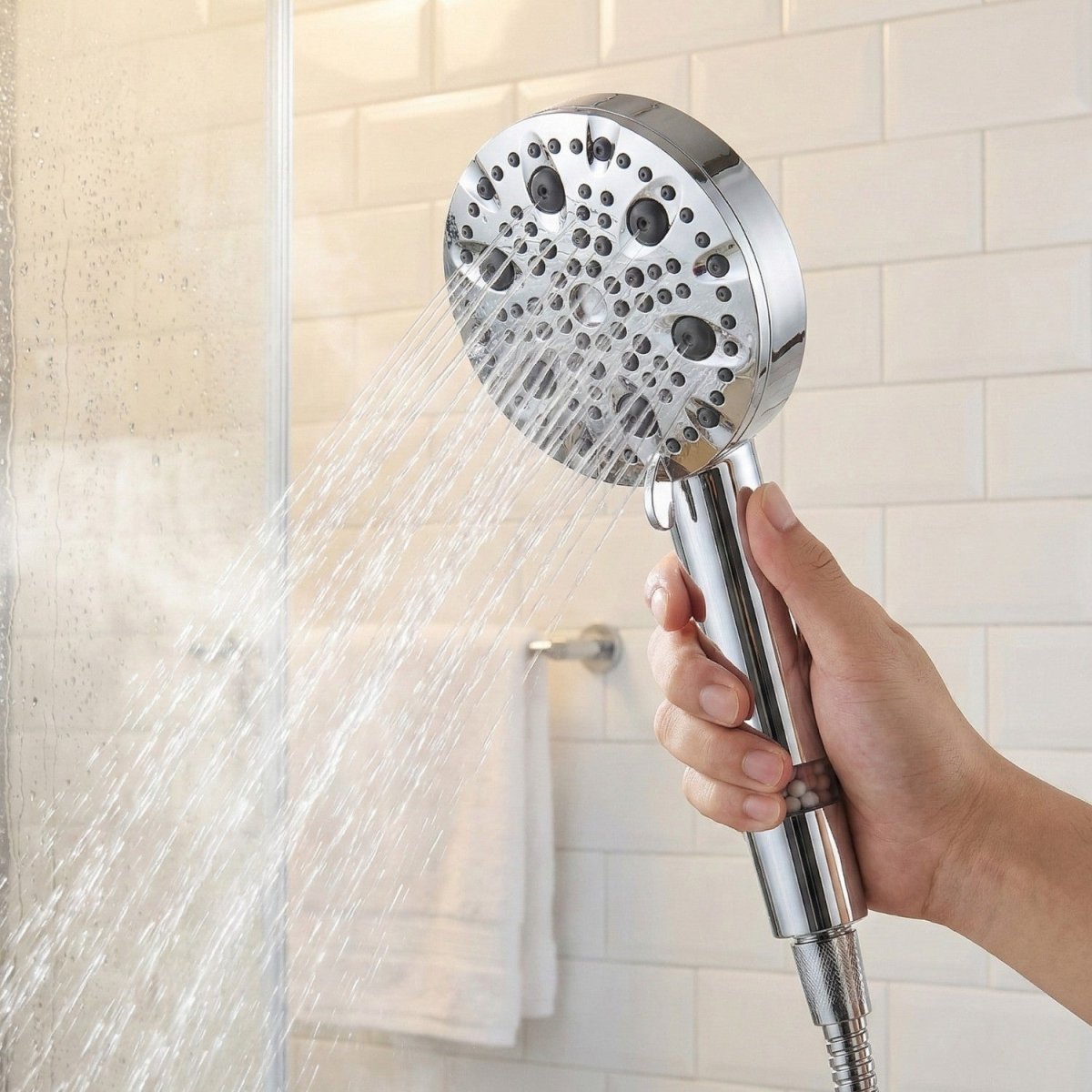 High-Pressure 9-Mode Shower Head with Mineral Filtration