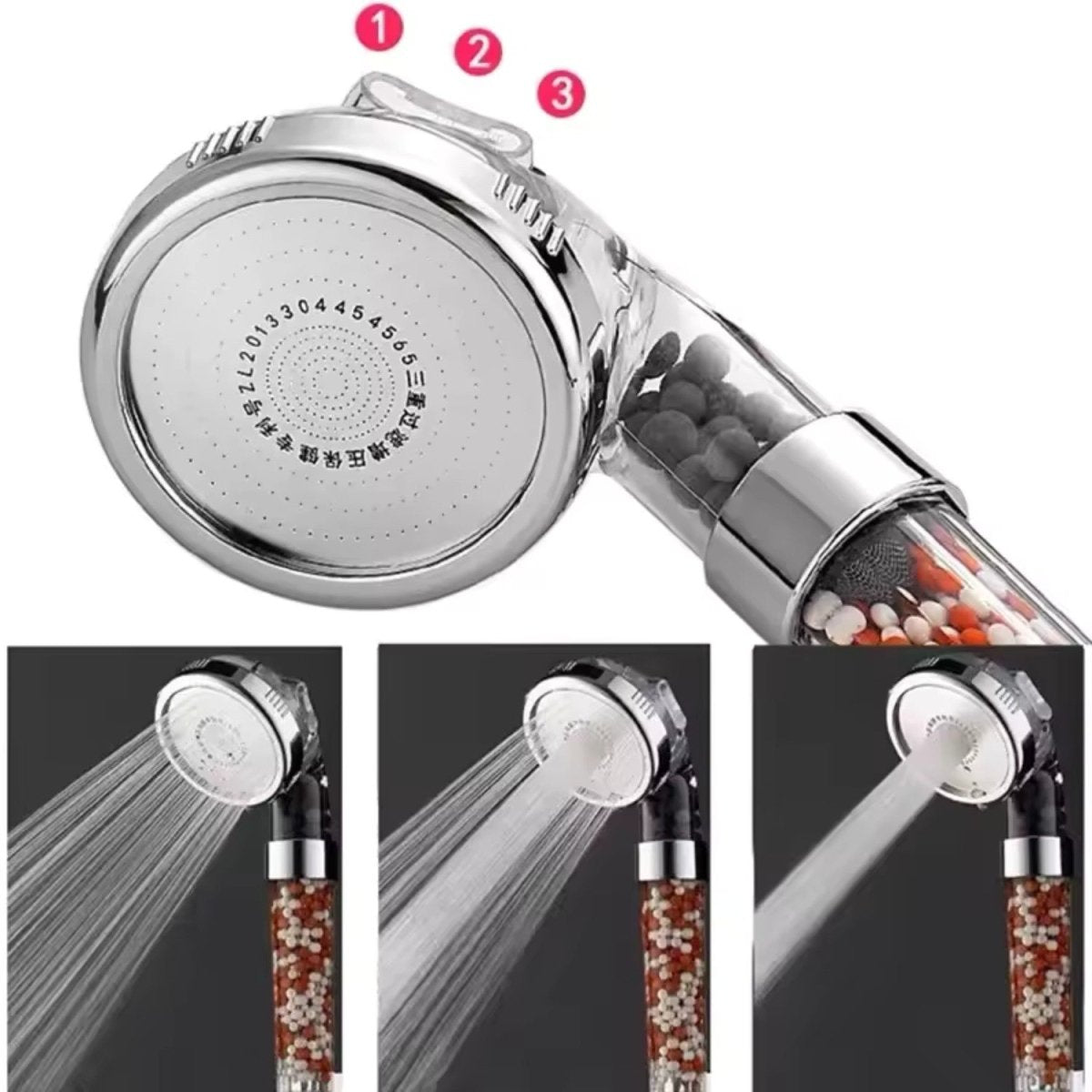 High-Pressure Shower Head with 3-Stage Mineral Filtration