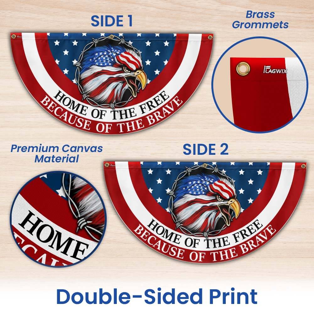 Patriotic Bunting Flag with Eagle Design - Double-Sided Canvas Flag