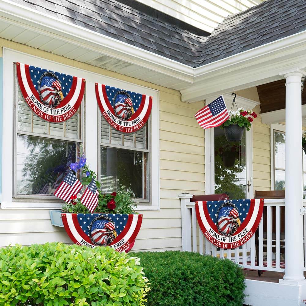 Patriotic Bunting Flag with Eagle Design - Double-Sided Canvas Flag