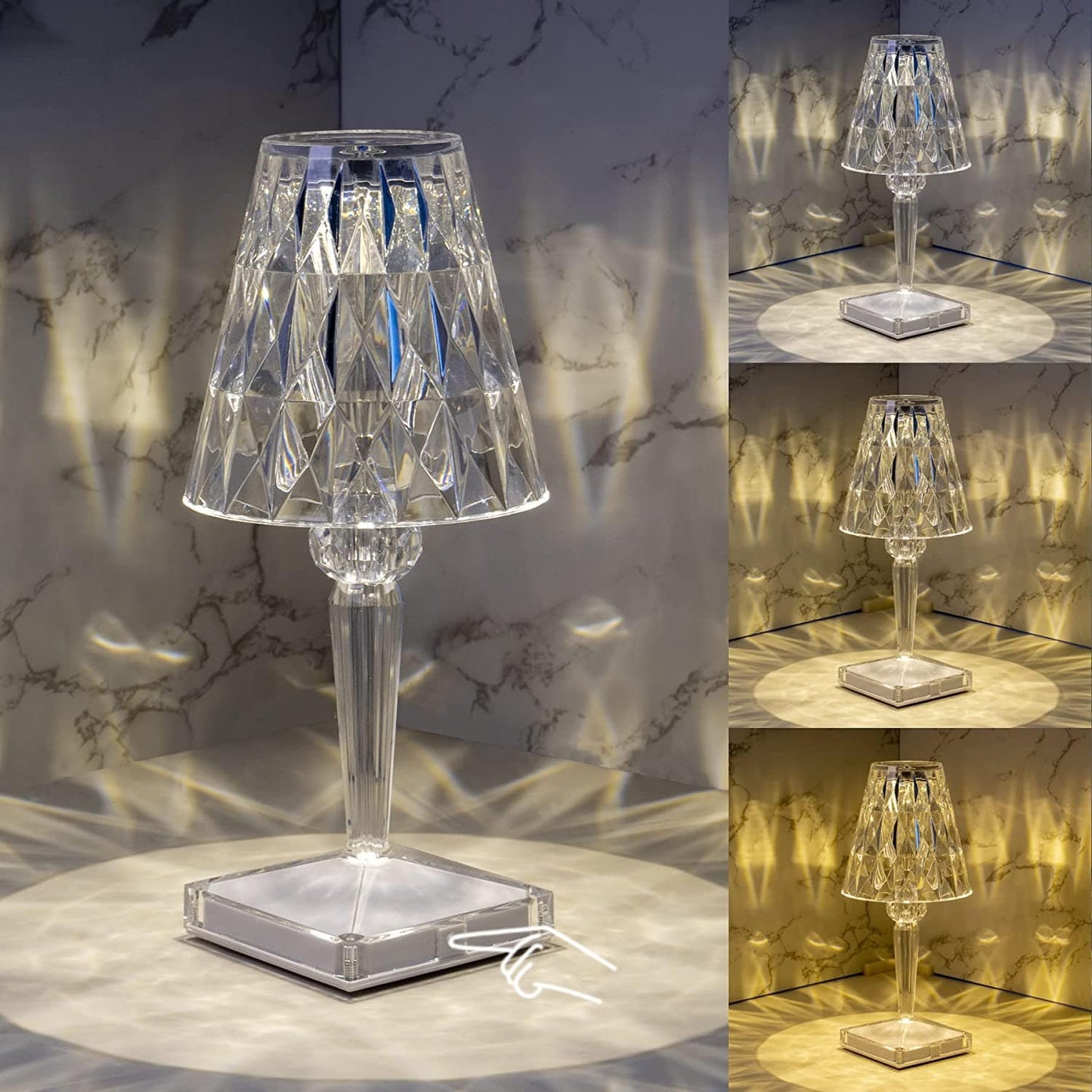 LED Diamond Crystal Table Lamp with Rechargeable Battery