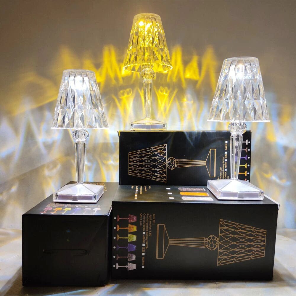 LED Diamond Crystal Table Lamp with Rechargeable Battery