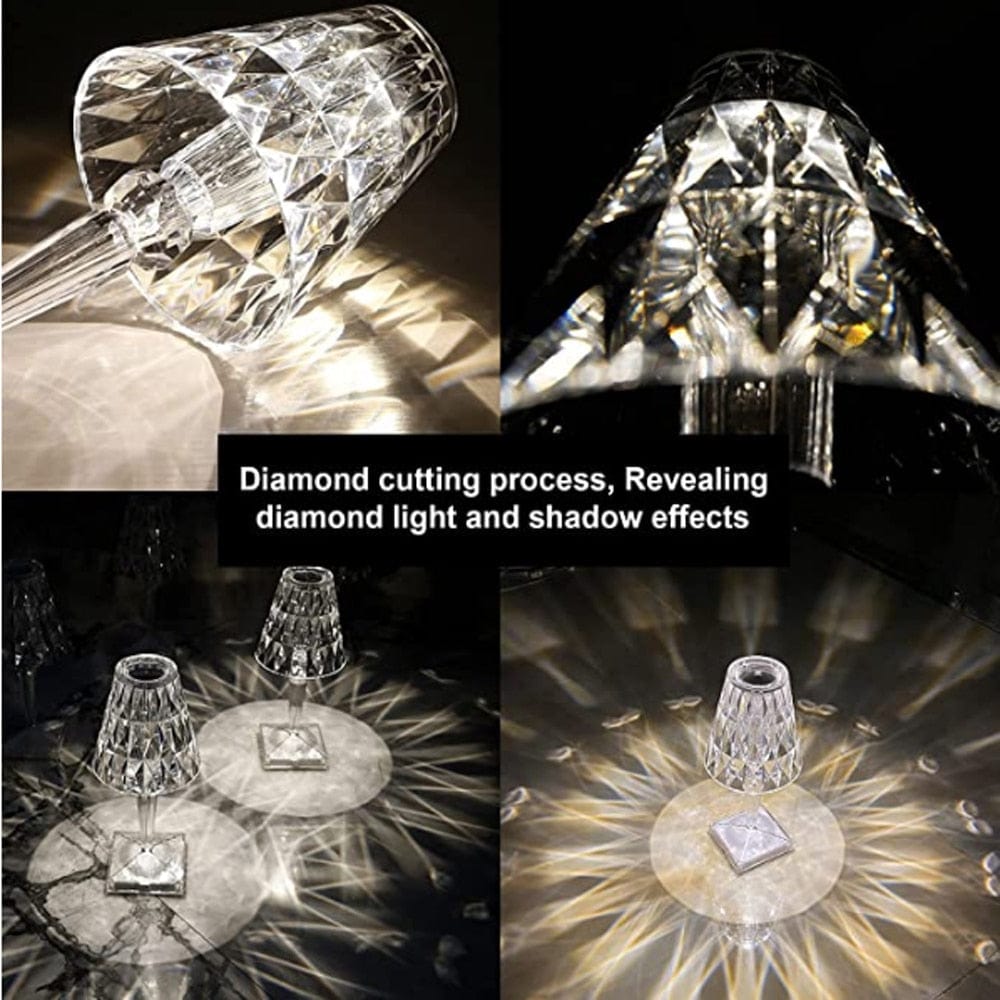 LED Diamond Crystal Table Lamp with Rechargeable Battery