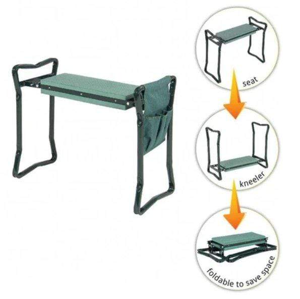 Folding Ergonomic Gardening Kneeler with Tool Bag