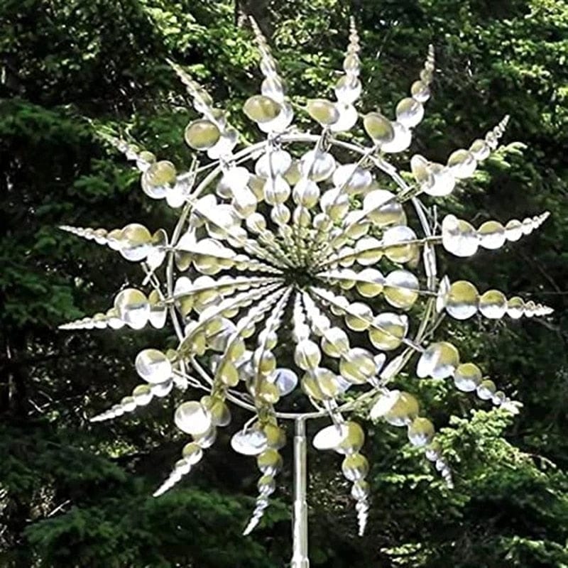 Solar Metal Windmill Garden Spinner with Colorful Blades