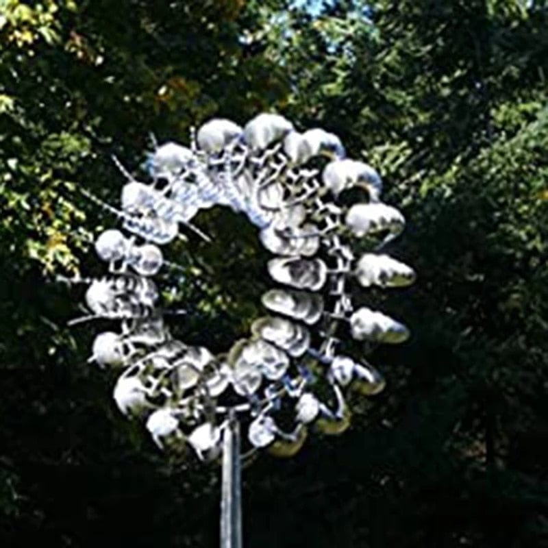 Solar Metal Windmill Garden Spinner with Colorful Blades