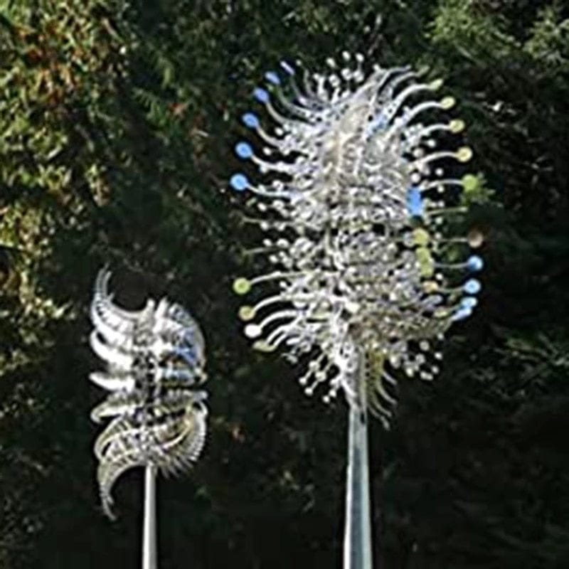 Solar Metal Windmill Garden Spinner with Colorful Blades