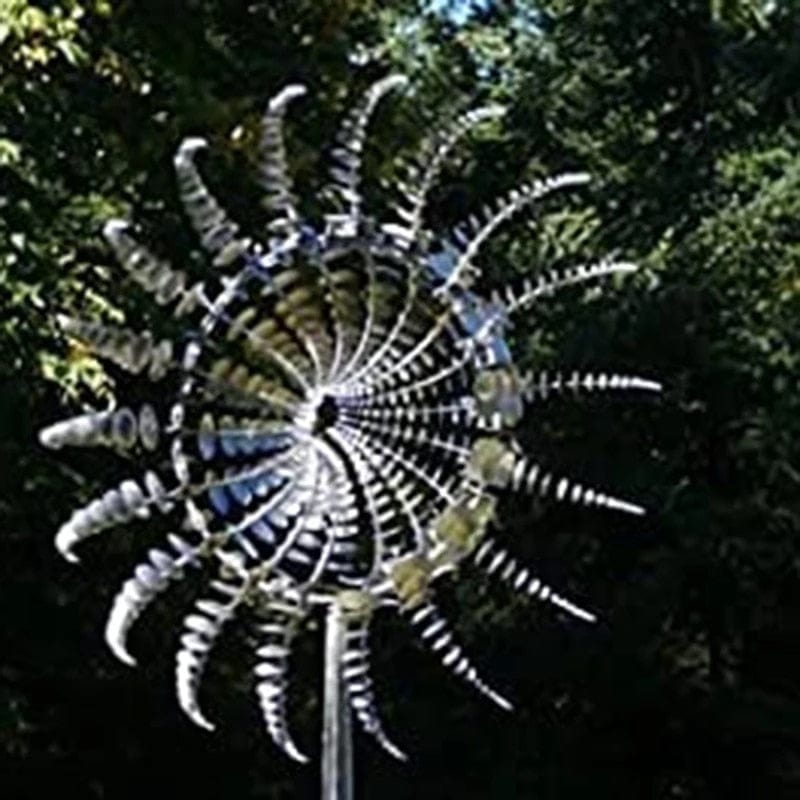 Solar Metal Windmill Garden Spinner with Colorful Blades