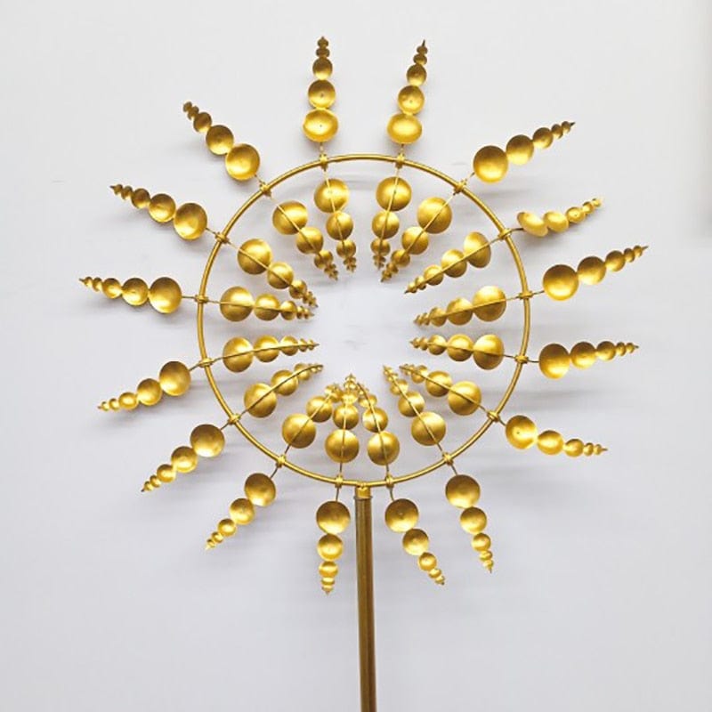 Solar Metal Windmill Garden Spinner with Colorful Blades