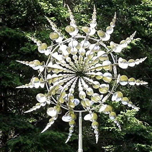 Solar Metal Windmill Garden Spinner with Colorful Blades