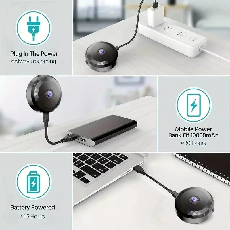 Magnetic Mini Surveillance Camera with App Control and Night Vision