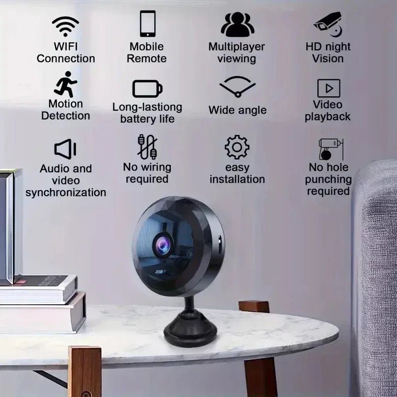 Magnetic Mini Surveillance Camera with App Control and Night Vision
