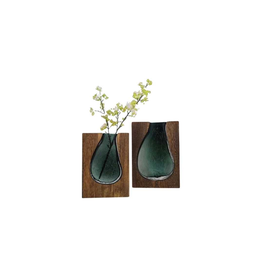 Wood and Glass Minimalist Decorative Vase