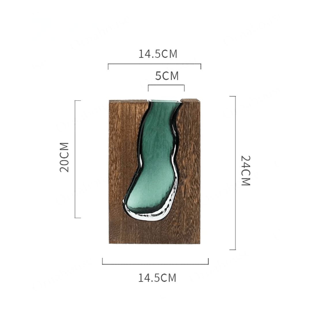 Wood and Glass Minimalist Decorative Vase