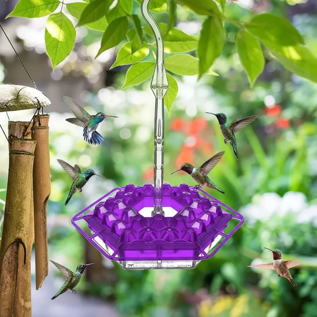 Hummingbird Feeder with 30 Flower-Shaped Feeding Ports