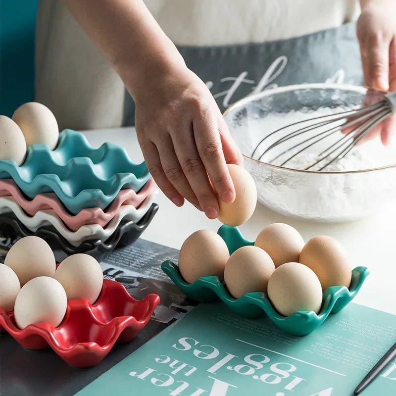 Ceramic Eggshell Egg Plate for 6 Eggs