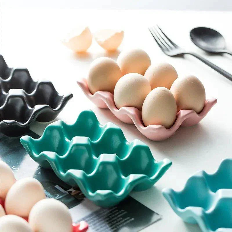 Ceramic Eggshell Egg Plate for 6 Eggs