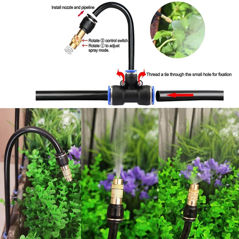 Adjustable Drip Irrigation System with Flexible 360-Degree Hoses