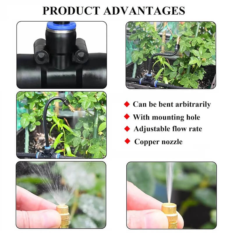 Adjustable Drip Irrigation System with Flexible 360-Degree Hoses